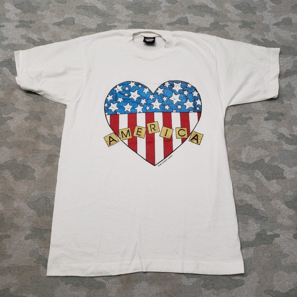 Vintage America Screen Stars Top Womens Medium White Single Stitch Madi In Usa